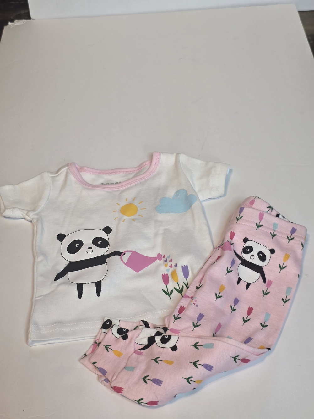 Panda Garden Pink & White Kids Two-Piece Pajama Set
